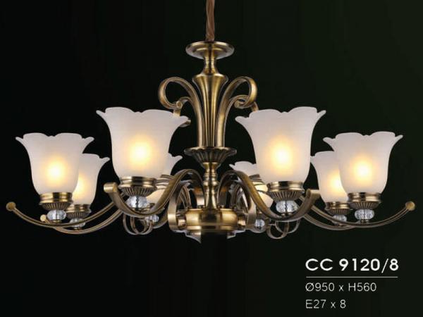 Đèn chùm đồng đá hiện đại trang trí siêu đẹp HFCC-9120/8