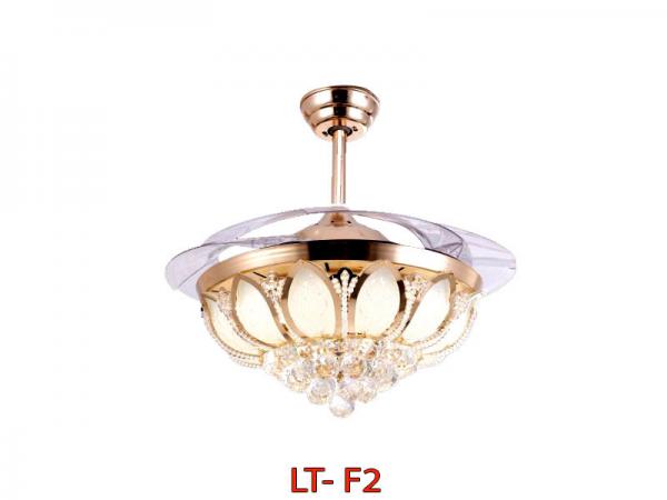 Quạt đèn pha lê cánh sen LT-F2 cánh xếp
