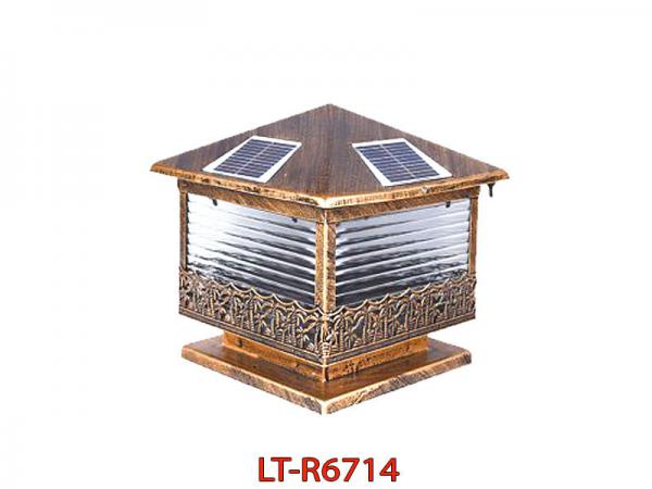 Đèn gắn trụ hàng rào năng lượng mặt trời LT-R6714 vuông size 250mm