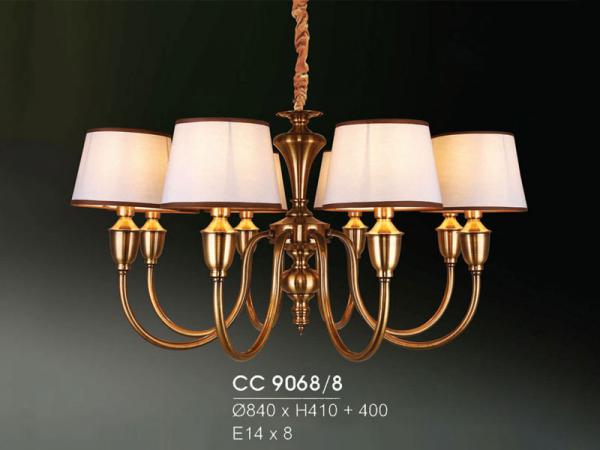 Đèn Chùm Đồng Trang Trí Mẫu Mới Hiện Đại Siêu Đẹp 8 Tay HFCC-9068/8