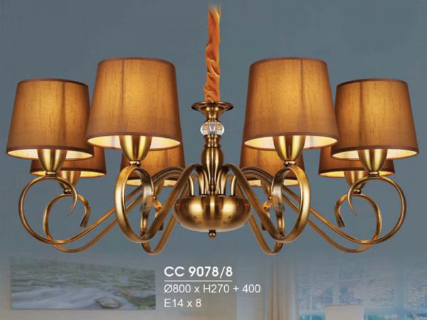 Đèn Chùm Đồng Trang Trí Mẫu Mới Hiện Đại Siêu Đẹp 8 Tay HFCC-9078/8