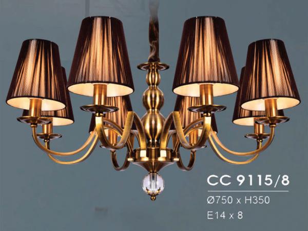 Đèn chùm đồng trang trí mẫu mới hiện đại siêu đẹp 8 tay HFCC-9115/8