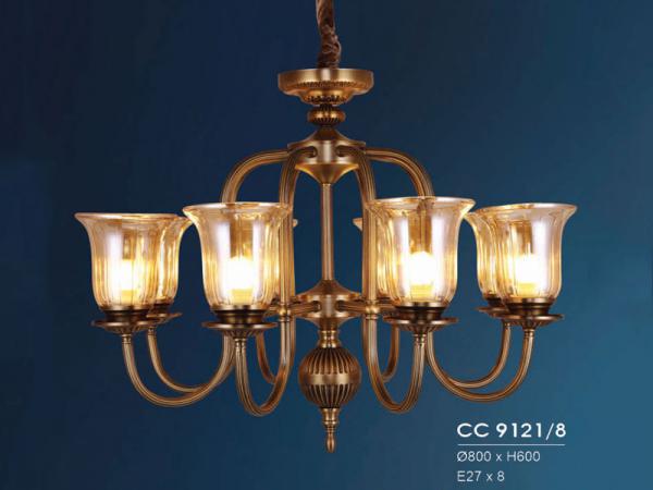 Đèn chùm đồng đá hiện đại trang trí siêu đẹp HFCC-9121/8