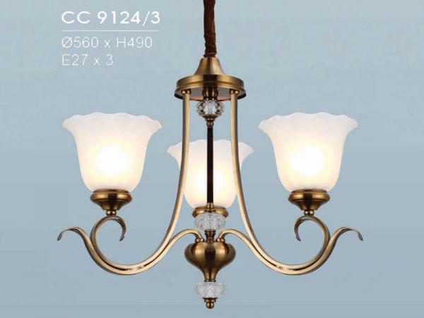 Đèn chùm đồng đá hiện đại trang trí siêu đẹp HFCC-9124/3