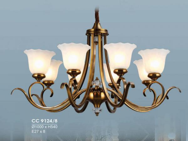 Đèn chùm đồng đá hiện đại trang trí siêu đẹp HFCC-9124/8