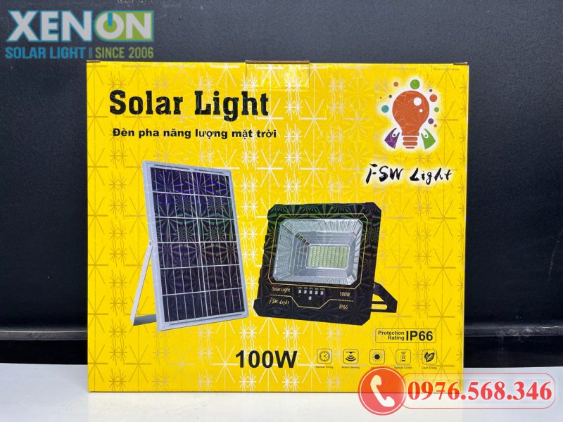 Đèn Pha Năng Lượng Mặt Trời FSW 100W – Siêu Sáng, Chống Nước IP66