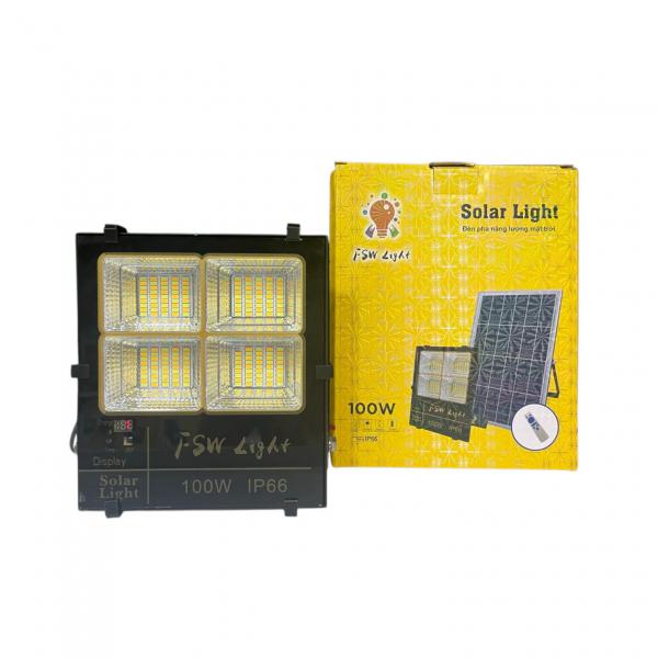 Đèn Pha Năng Lượng Mặt Trời FSW 100W 4 Ô – 3 Chế Độ Ánh Sáng, Chống Nước IP66 