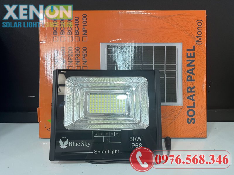 Đèn Pha Năng Lượng Mặt Trời Blue Sky 60W – Pin Mono, Chống Nước IP68