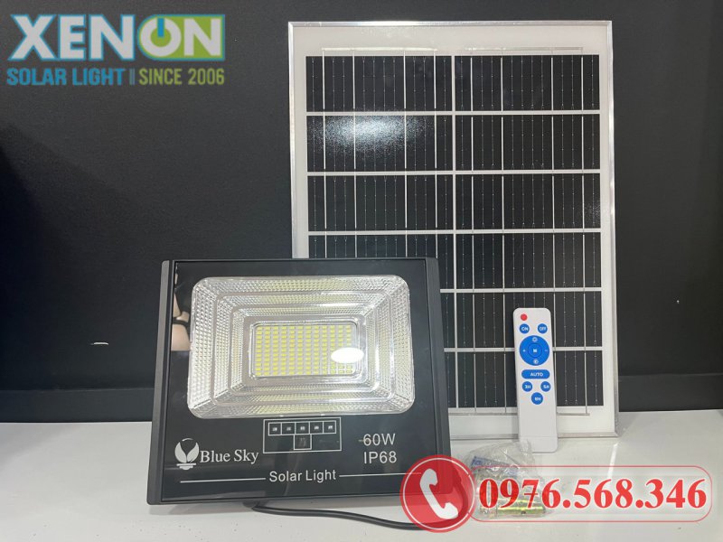Đèn Pha Năng Lượng Mặt Trời Blue Sky 60W – Pin Mono, Chống Nước IP68