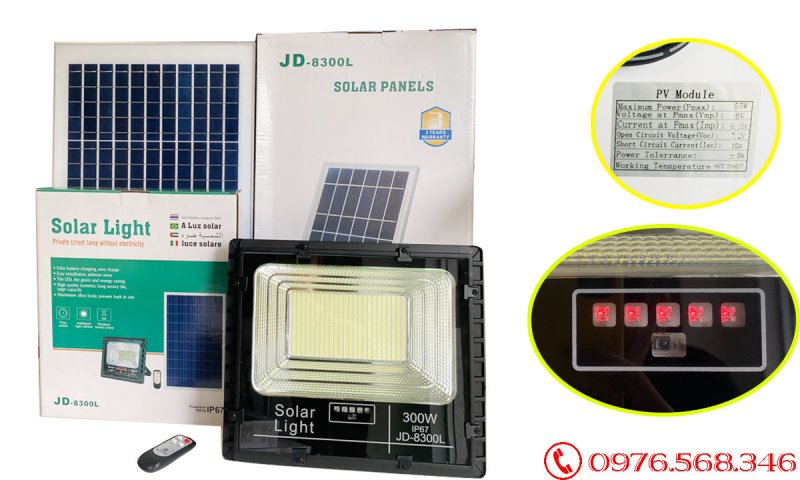 Đèn pha năng lượng mặt trời giá rẻ 300W Jindian JD-8300L Đèn pha năng lượng mặt trời giá rẻ 300W Jindian JD-8300L